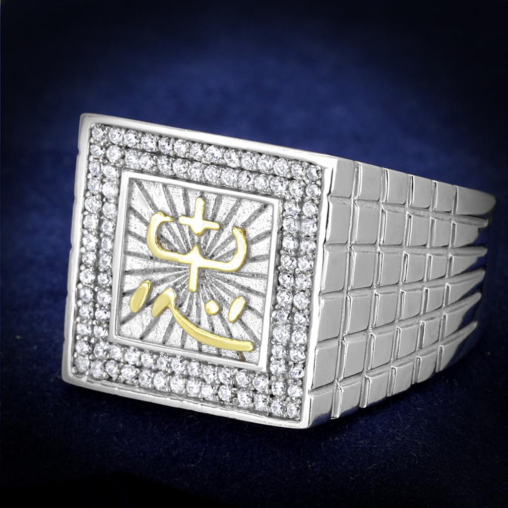 TS389 - Gold+Rhodium 925 Sterling Silver Ring with AAA Grade CZ  in Clear LuxuryLifeWay Online Store