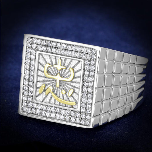 TS389 - Gold+Rhodium 925 Sterling Silver Ring with AAA Grade CZ  in Clear LuxuryLifeWay Online Store