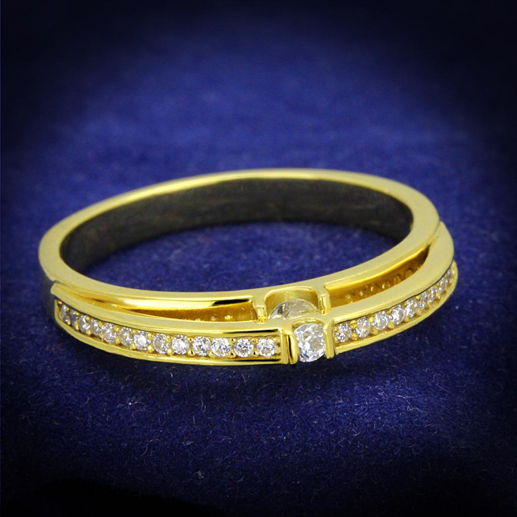 TS403 - Gold 925 Sterling Silver Ring with AAA Grade CZ  in Clear LuxuryLifeWay Online Store