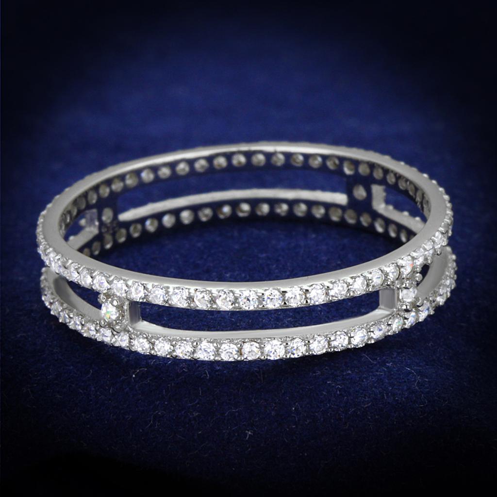 TS434 - Rhodium 925 Sterling Silver Ring with AAA Grade CZ  in Clear LuxuryLifeWay Online Store
