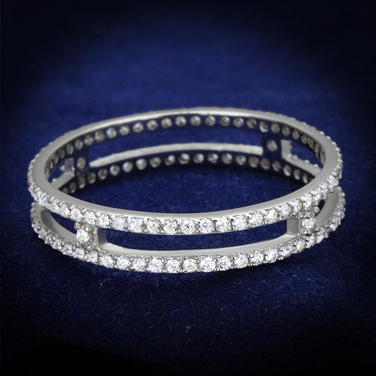 TS434 - Rhodium 925 Sterling Silver Ring with AAA Grade CZ  in Clear LuxuryLifeWay Online Store