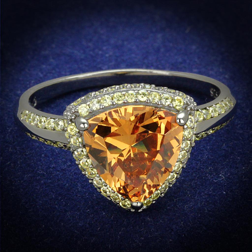 TS501 - Ruthenium 925 Sterling Silver Ring with AAA Grade CZ  in Champagne LuxuryLifeWay Online Store
