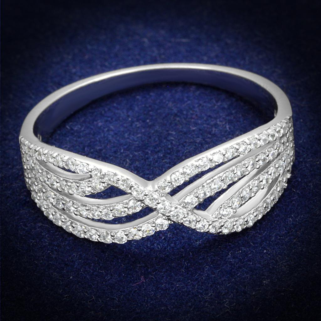 TS516 - Rhodium 925 Sterling Silver Ring with AAA Grade CZ  in Clear LuxuryLifeWay Online Store