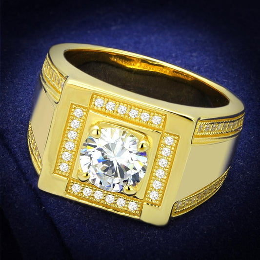 TS552 - Gold 925 Sterling Silver Ring with AAA Grade CZ  in Clear LuxuryLifeWay Online Store