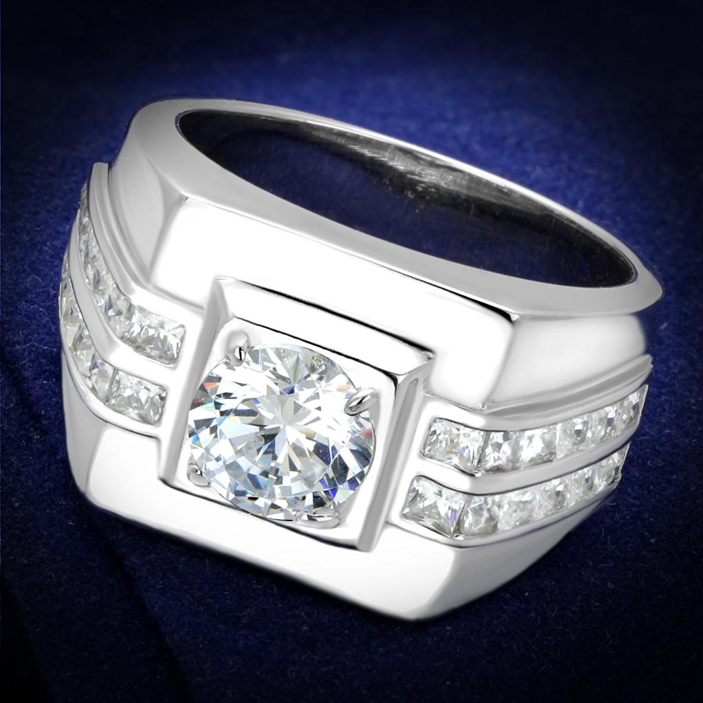 TS553 - Rhodium 925 Sterling Silver Ring with AAA Grade CZ  in Clear LuxuryLifeWay Online Store