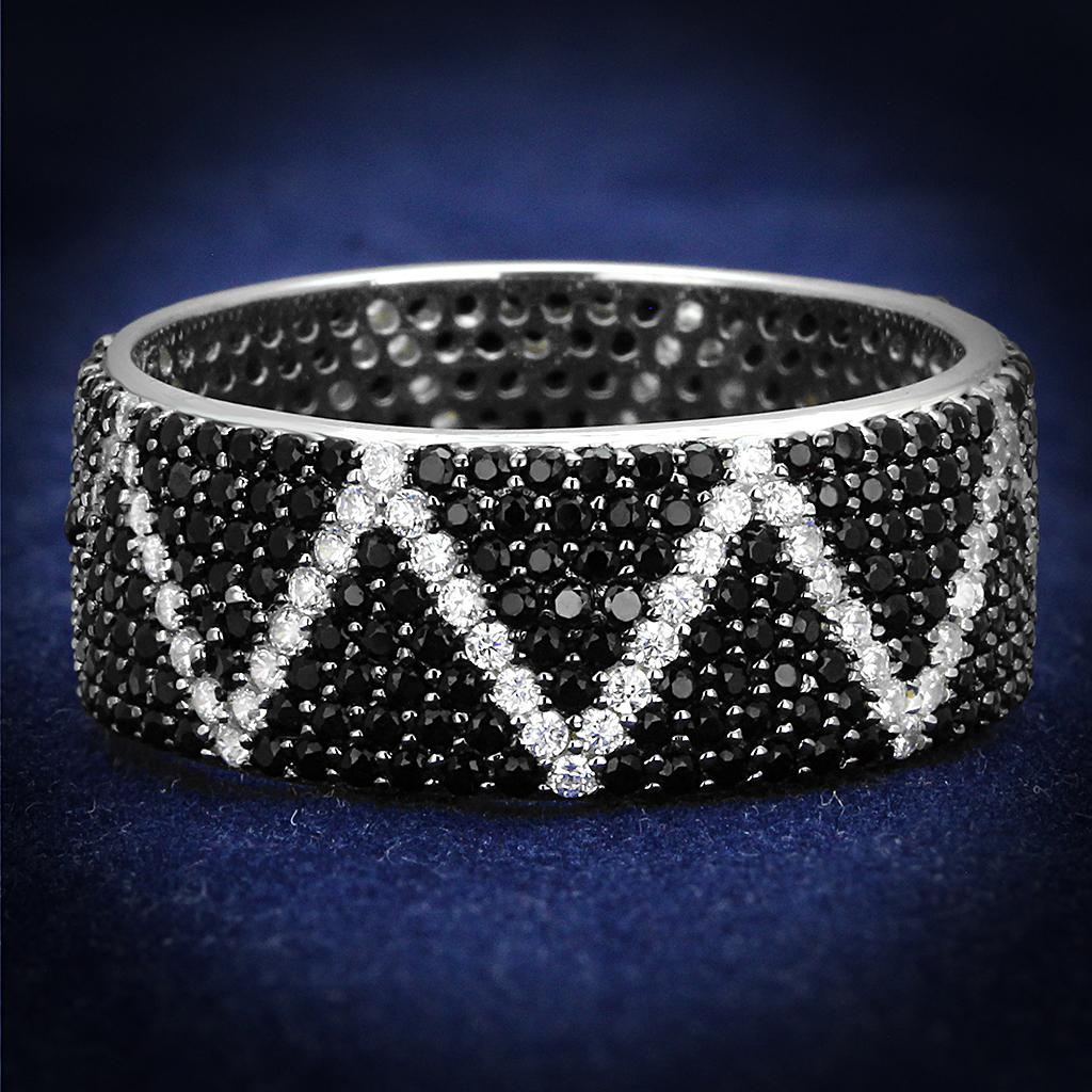 TS600 - Rhodium + Ruthenium 925 Sterling Silver Ring with Synthetic Spinel in Multi Color LuxuryLifeWay Online Store
