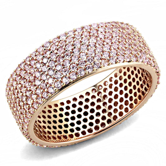TS612 - Rose Gold 925 Sterling Silver Ring with AAA Grade CZ  in Light Rose LuxuryLifeWay Online Store