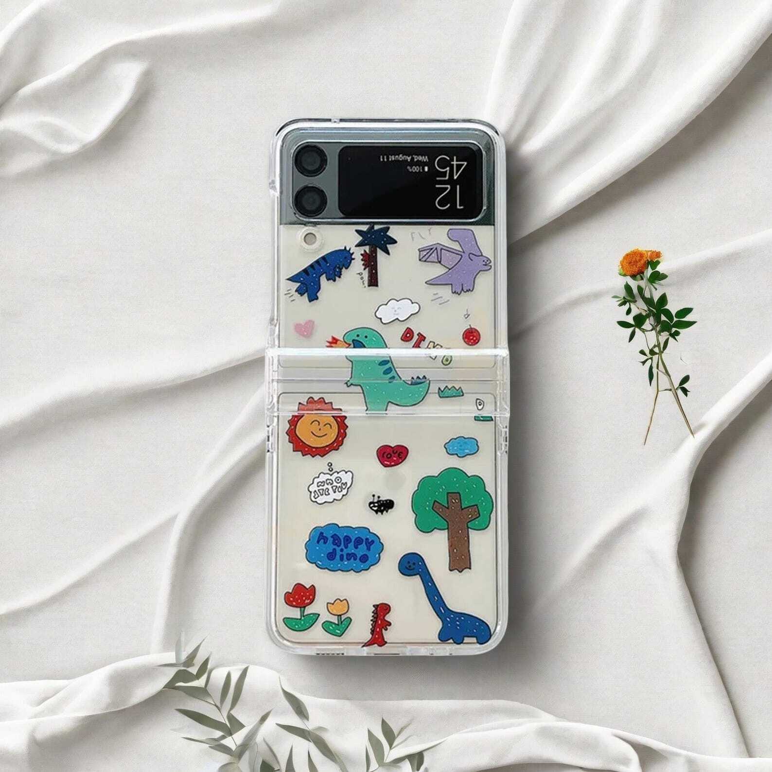 Cute Cartoon Phone Case for Samsung Galaxy Z Flip 3/4/5/6 5G - Luxury Hard PC 3-in-1 Protective Cover with Adorable Design and Durable Build LuxuryLifeWay Online Store