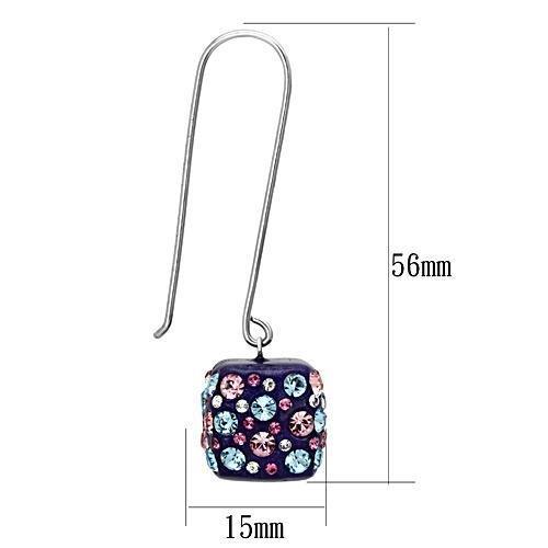 VL089 - High polished (no plating) Stainless Steel Earrings with Top Grade Crystal  in Multi Color LuxuryLifeWay Online Store
