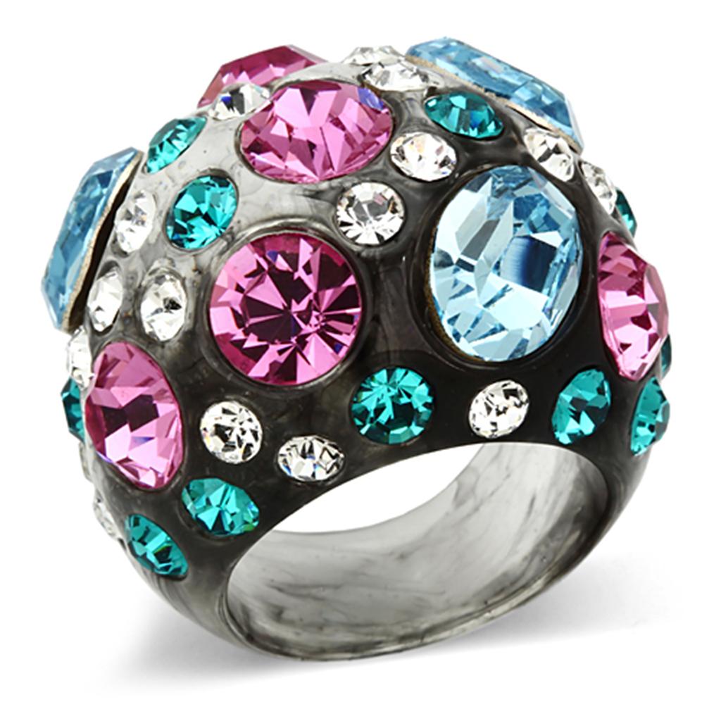 VL103 -  Resin Ring with Top Grade Crystal  in Multi Color LuxuryLifeWay Online Store