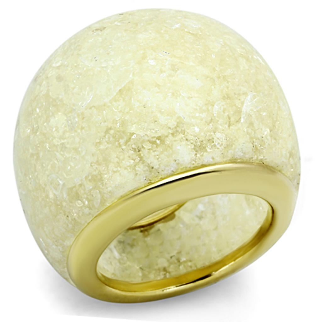 VL109 - IP Gold(Ion Plating) Stainless Steel Ring with Synthetic Synthetic Stone in Citrine Yellow LuxuryLifeWay Online Store