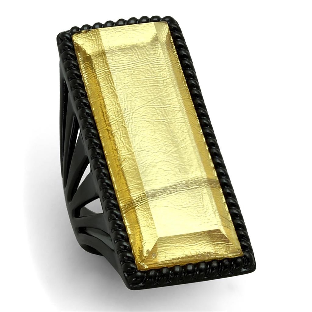 VL118 - IP Black(Ion Plating) Stainless Steel Ring with Synthetic Synthetic Stone in Citrine Yellow LuxuryLifeWay Online Store