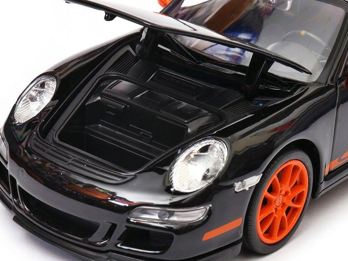 Porsche 911 (997) GT3 RS Black with Orange Accents 1/24-1/27 Diecast Model Car by Welly LuxuryLifeWay Online Store