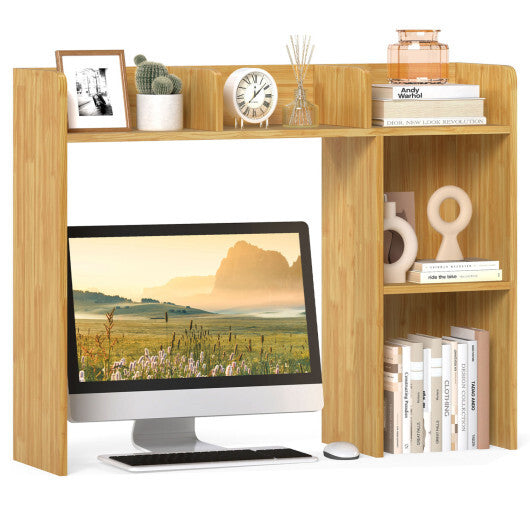 Costway 3-Tier Multipurpose Desk Bookshelf with 4 Shelves-Beige LuxuryLifeWay Online Store