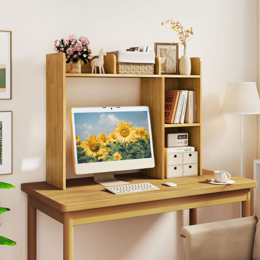 Costway 3-Tier Multipurpose Desk Bookshelf with 4 Shelves-Beige LuxuryLifeWay Online Store