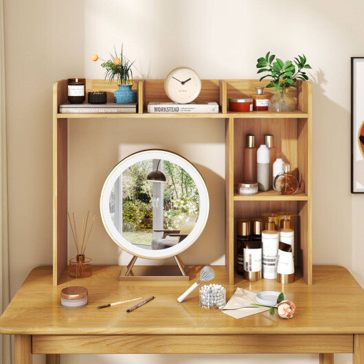Costway 3-Tier Multipurpose Desk Bookshelf with 4 Shelves-Beige LuxuryLifeWay Online Store