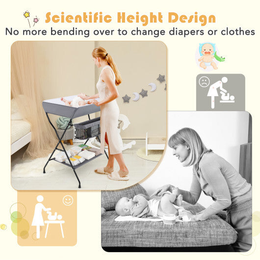 Costway Baby Storage Folding Diaper Changing Table-Gray LuxuryLifeWay Online Store