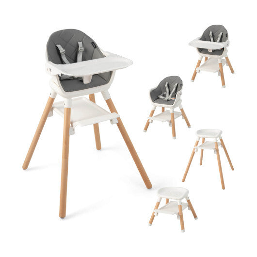 Costway 6-in-1 Baby High Chair with Removable Dishwasher and Safe Tray-White LuxuryLifeWay Online Store