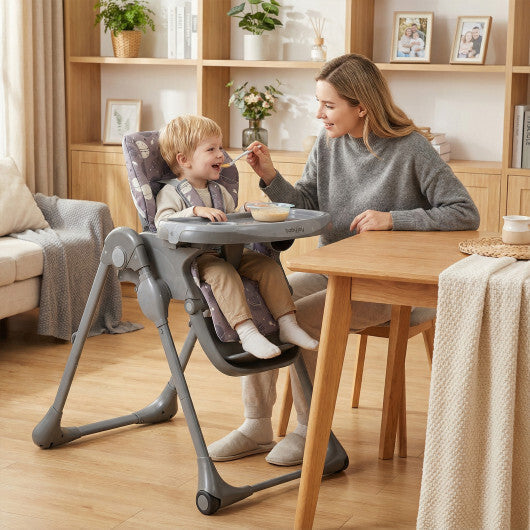 Costway Folable High Chair with Detachable Cushion and High Chair for Babies and Toddlers-Gray LuxuryLifeWay Online Store