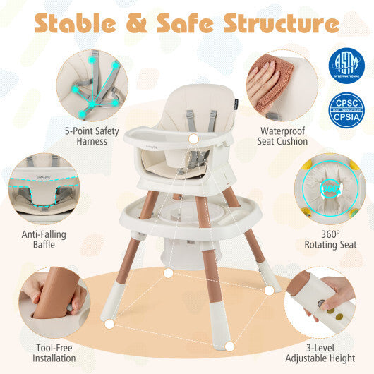 Costway 16-in-1 Baby High Chair with Activity Center and Booster Seat for Babies and Toddlers-White LuxuryLifeWay Online Store