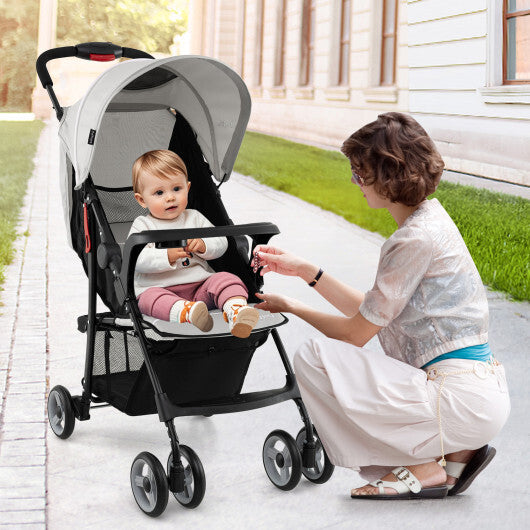 Costway Toddler Travel Stroller for Airplane with Canopy and Adjustable Backrest-Gray LuxuryLifeWay Online Store