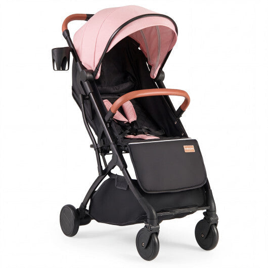 Costway Lightweight Baby Stroller Compact Travel Stroller with One-Hand Folding-Pink LuxuryLifeWay Online Store