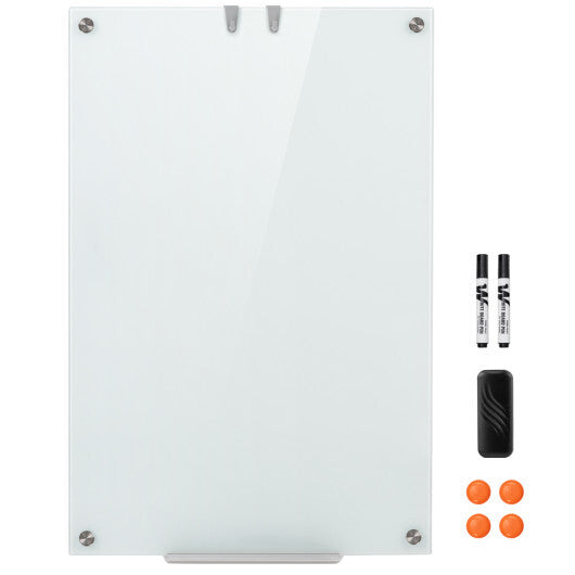 Costway 36 x 24 Inches Glass Whiteboard with Eraser and Removable Tray LuxuryLifeWay Online Store