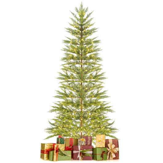 Costway 7.5 FT Pre-Lit Cypress Christmas Tree Hinged with 612 PE Branch Tips Timer & 540 Lights LuxuryLifeWay Online Store