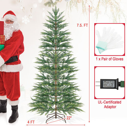 Costway 7.5 FT Pre-Lit Cypress Christmas Tree Hinged with 612 PE Branch Tips Timer & 540 Lights LuxuryLifeWay Online Store