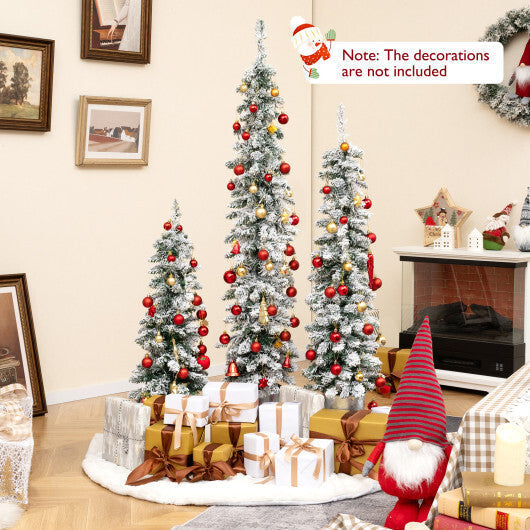 Costway Set of 3 Pre-Lit Snow Flocked Artificial Christmas Trees Decoration 3  4  5 FT LuxuryLifeWay Online Store