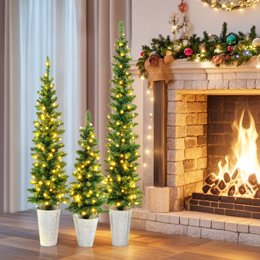 Costway Set of 3 Pre-Lit Artificial Christmas Trees with 423 Branch Tips 3  4  5 FT LuxuryLifeWay Online Store