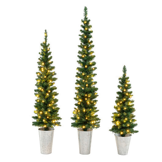 Costway Set of 3 Pre-Lit Artificial Christmas Trees with 423 Branch Tips 3  4  5 FT LuxuryLifeWay Online Store