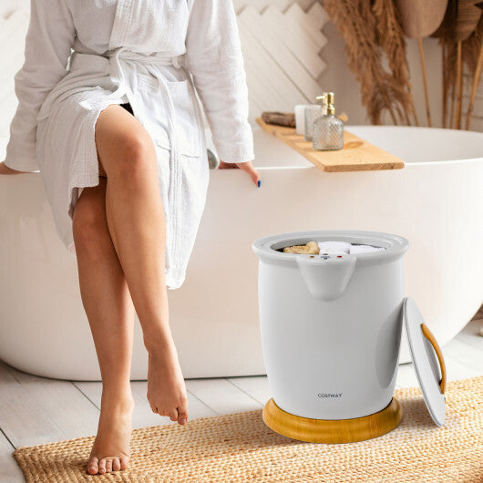 Costway Towel Warmer Bucket with Fragrance Holder and Auto Shut-Gray LuxuryLifeWay Online Store