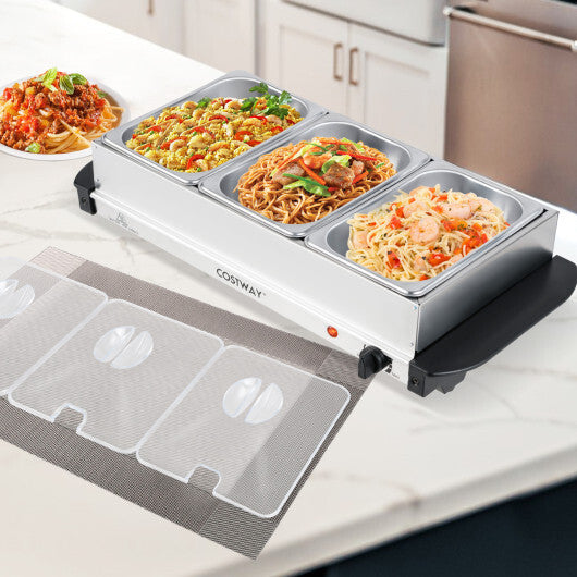 Costway Electric Buffet Server Food Warmer with 3 Removable Trays Adjustable Tempered LuxuryLifeWay Online Store