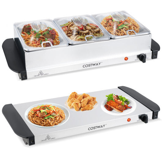 Costway Electric Buffet Server Food Warmer with 3 Removable Trays Adjustable Tempered LuxuryLifeWay Online Store