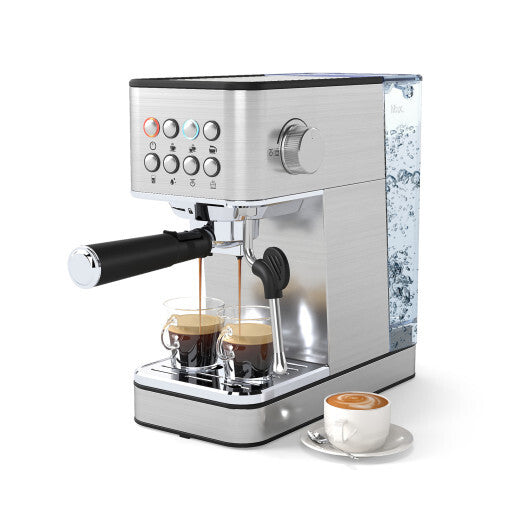 Costway Espresso Machine 20 Bar Compact Stainless Steel Coffee Maker with Milk Frother-Silver LuxuryLifeWay Online Store
