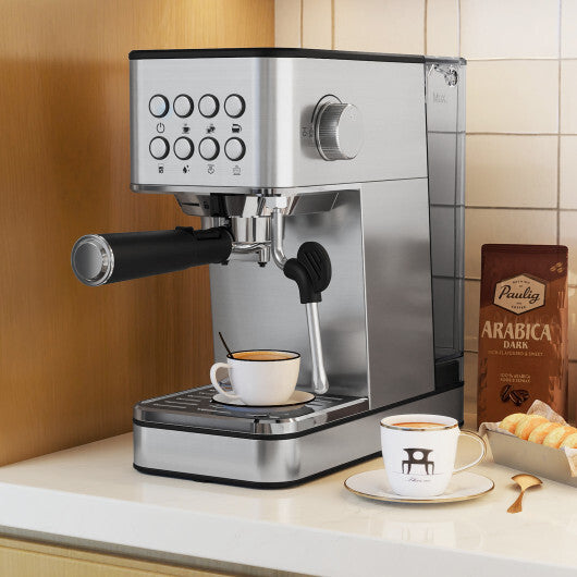 Costway Espresso Machine 20 Bar Compact Stainless Steel Coffee Maker with Milk Frother-Silver LuxuryLifeWay Online Store