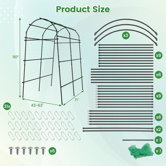 Costway 1 PCS 7.5FT Garden Arch Trellis Outdoor Plant Support Archway for Climbing Vine Flower LuxuryLifeWay Online Store