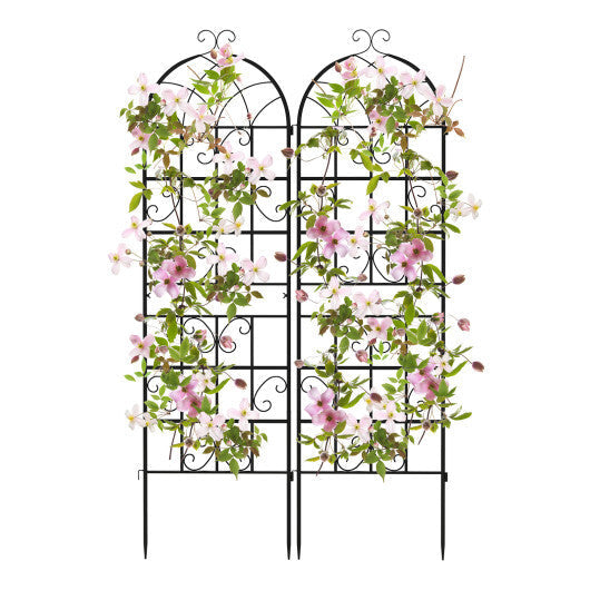 Costway 71" Tall Metal Garden Trellis for Climbing Plants 2 Pack Fence Panels Retro LuxuryLifeWay Online Store