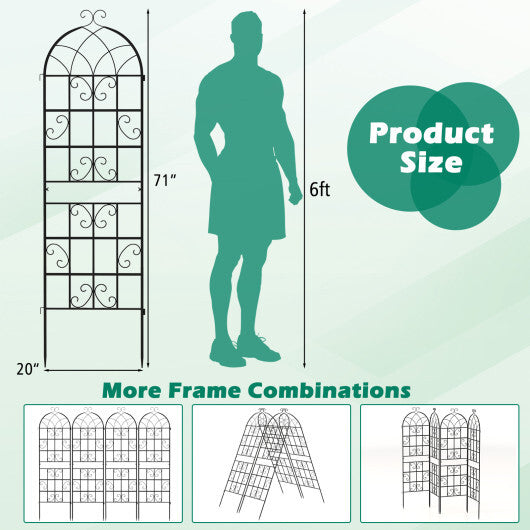 Costway 71" Tall Metal Garden Trellis for Climbing Plants 2 Pack Fence Panels Retro LuxuryLifeWay Online Store