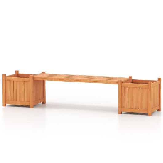Costway Wood Outdoor Planter Boxes with Detachable Bench 2 Elevated Mini Planters Patio Natural LuxuryLifeWay Online Store
