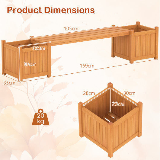 Costway Wood Outdoor Planter Boxes with Detachable Bench 2 Elevated Mini Planters Patio Natural LuxuryLifeWay Online Store