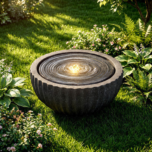 Costway 18" Outdoor Round Sphere Water Fountain with LED Lights & Pump for Garden Patio LuxuryLifeWay Online Store
