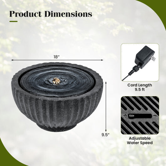 Costway 18" Outdoor Round Sphere Water Fountain with LED Lights & Pump for Garden Patio LuxuryLifeWay Online Store