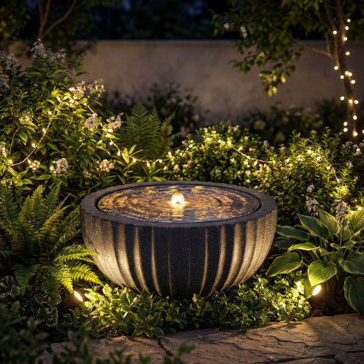 Costway 18" Outdoor Round Sphere Water Fountain with LED Lights & Pump for Garden Patio LuxuryLifeWay Online Store