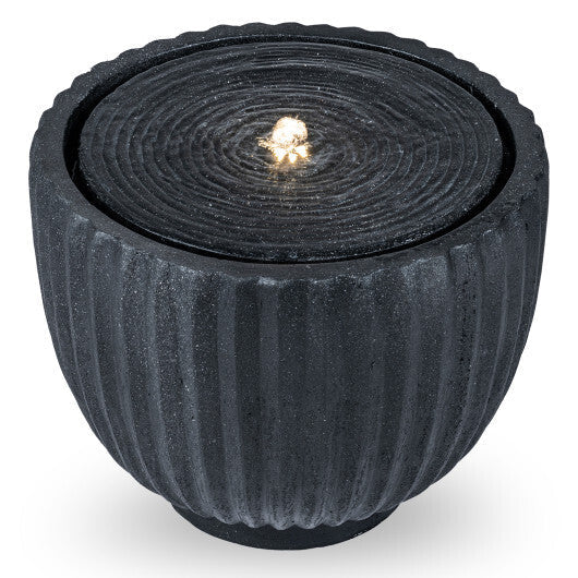 Costway 17.5" Outdoor Round Sphere Water Fountain with LED Lights & Pump for Garden Patio LuxuryLifeWay Online Store