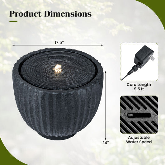 Costway 17.5" Outdoor Round Sphere Water Fountain with LED Lights & Pump for Garden Patio LuxuryLifeWay Online Store
