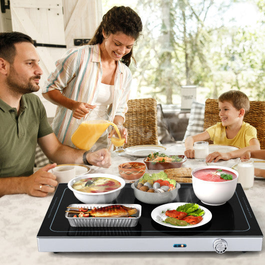 Costway Electric Warming Tray with Adjustable Temperature and Built-In Handles Tempered Glass LuxuryLifeWay Online Store