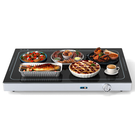 Costway Electric Warming Tray with Adjustable Temperature and Built-In Handles Tempered Glass LuxuryLifeWay Online Store