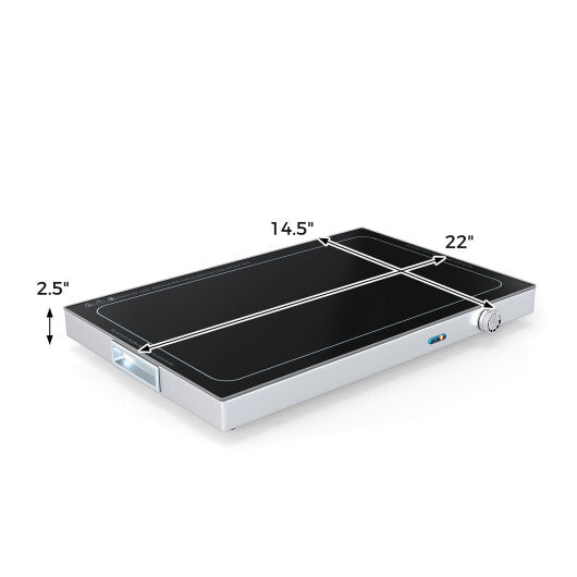 Costway Electric Warming Tray with Adjustable Temperature and Built-In Handles Tempered Glass LuxuryLifeWay Online Store